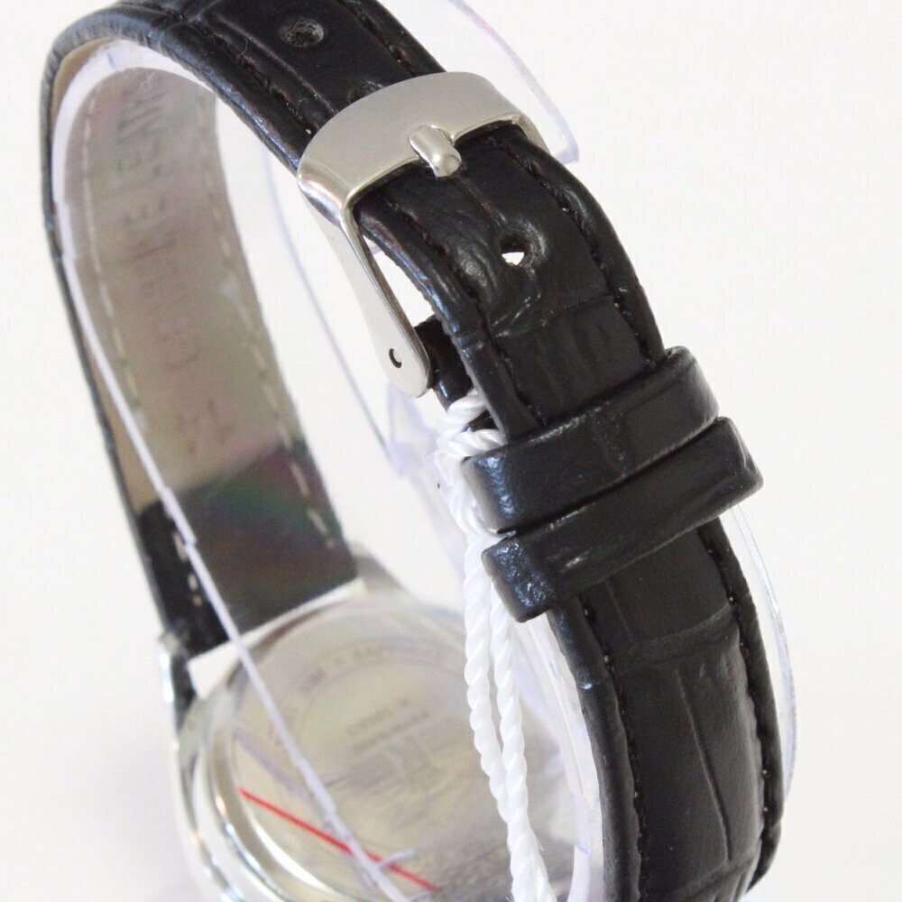 Women's Contemporary Dress Watch Silver Tone Case Black Strap 28mm - Picture 11 of 11